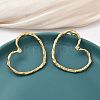 304 Stainless Steel Hollow Heart Stud Earrings EJEW-K268-55G-2
