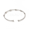 Rack Plating Brass Drum Beaded Open Cuff Bangle for Women BJEW-E073-07P-2