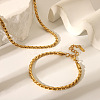 304 Stainless Steel Cuban Link Chain Bracelets & Necklaces Sets for Women FI8814-1-1