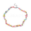 Synthetic Crackle Quartz Dyed Chips Chips Beaded Necklaces NJEW-JN04275-04-1