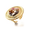 Natural Rose Quartz & Tiger Eye & Quartz Crystal & Amethyst Chip Finger Rings for Women RJEW-R012-06G-01-2