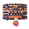 7Pcs 7 Styles Evil Eye & Word Glass & Lampwork Beaded Stretch Bracelet Sets BJEW-JB10447-1