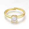 Brass Micro Pave Clear Cubic Zirconia Solitaire Rings RJEW-N031-13G-1
