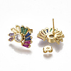 Brass Micro Pave Cubic Zirconia(Random Mixed Color) Ear Studs EJEW-S201-79-2