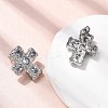 6 Pairs 304 Stainless Steel Cubic Zirconia Cross Stud Earrings EJEW-P330-01P-3