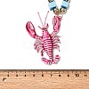 Plastic Pink Lobster Pendant Striped Square Beaded Necklaces with Alloy End Chains LS-NJEW-D336-02G-4