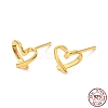Open Heart 925 Sterling Silver Stud Earrings EJEW-I259-07G-3