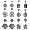 6 Pairs 6 Style Rhombus & Rectangle & Oval Synthetic Turquoise Dangle Stud Earrings EJEW-AN0001-05-1