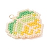 3Pcs 3 Styles Glass Seed Beaded Maple Leaf Pendants PALLOY-MZ00889-4