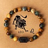 Twelve Constellations Natural Tiger Eye & Picture Jasper & Rhyolite Jasper Round & Column Beaded Stretch Bracelets for Women Men WG6FA5D-07-1