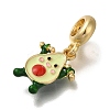 Rack Plating Alloy Green Enamel European Dangle Charms PALLOY-P307-17G-2