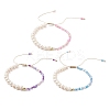 3Pcs 3 Color Glass Seed & Natural Pearl Braided Bead Bracelets Set BJEW-JB09572-1