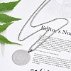 201 Stainless Steel Religion Flat Round Pendant Box Chain Necklaces for Women Men NJEW-R013-08P-2