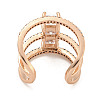 Square Rack Plating Brass Micro Pave Cubic Zirconia Wide Open Cuff Rings for Women RJEW-F162-14RG-3