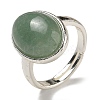 Natural Green Aventurine Oval Adjustable Rings RJEW-K371-07S-20-2