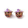 Halloween Rack Plating Brass Enamel European Beads KK-M280-01G-1