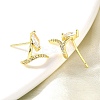 Horse Eye Brass Micro Pave Clear Cubic Zirconia Stud Earrings EJEW-R018-04G-2