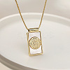 Brass with Natural Shell Rectangle Pendant Necklaces WG6A025-04-1