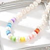Natural Pearl & Acrylic Column Beaded Necklaces NJEW-C070-03-2