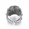 Gothic Punk Skull Alloy Open Cuff Ring with Rhinestone for Men Women RJEW-T009-52AS-3