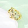 Brass Micro Pave Cubic Zirconia Cuff Rings for Women RJEW-U053-03G-3