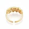 Brass Micro Pave Clear Cubic Zirconia Cuff Rings for Women KK-T074-20G-3
