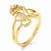 Clear Cubic Zirconia Initial Letter with Crown Adjustable Ring LS-RJEW-M139-17K-1