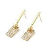 Rack Plating Brass Rectangle Dangle Stud Earrings with Cubic Zirconia EJEW-D061-55G-1
