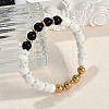 Ion Plating(IP) 304 Stainless Steel & Round Glass Beaded Stretch Bracelets for Women Men BJEW-M046-04G-3