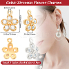 12Pcs 2 Styles Rack Plating Brass Cubic Zirconia Charms ZIRC-BBC0002-73-2