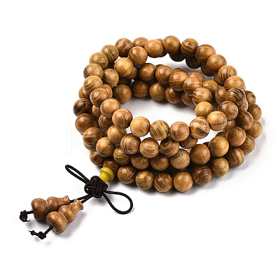 4-Loop Wrap Style Buddhist Jewelry WOOD-N010-021-1