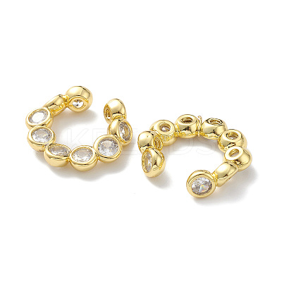 Clear Cubic Zirconia Diamond Wrap Cuff Earrings EJEW-H135-04G-1
