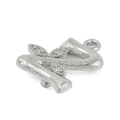 Brass Crystal Rhinestone Letter Links Connector Charms KK-S395-06P-Z-1