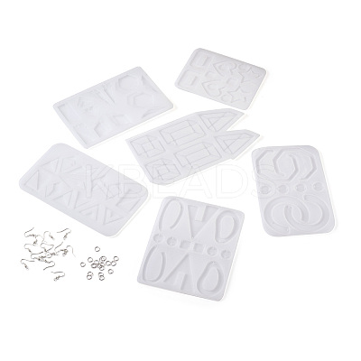 6Pcs DIY Geometry Earrings Silicone Resin Casting Molds DIY-CD0001-27-1