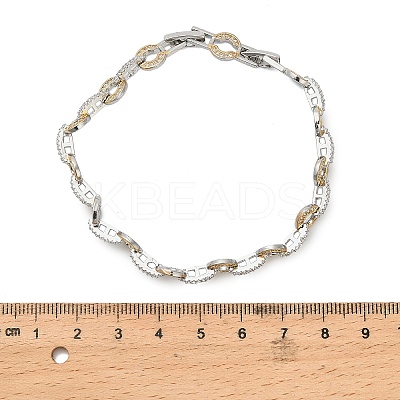Brass Micro Pave Clear Cubic Zirconia Link Chain Bracelets for Women BJEW-B145-02-1