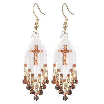 Glass Seed Beads Dangle Earrings EJEW-MZ00737-1