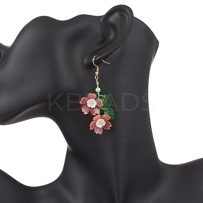 Acrylic Flower Dangle Earrings EJEW-MZ00588-04-1
