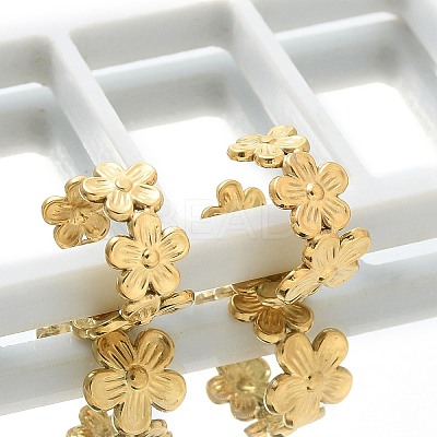 Ion Plating(IP) 304 Stainless Steel Flower Cuff Earrings for Women EJEW-A118-03G-1