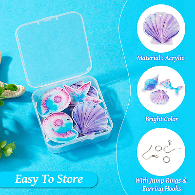 DIY Ocean Themed Acrylic & Stainless Steel Dangle Earring Jewelry Kits DIY-TA0010-53-1