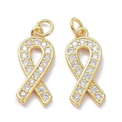 Brass Micro Pave Clear Cubic Zirconia Pendants ZIRC-L100-119G-1