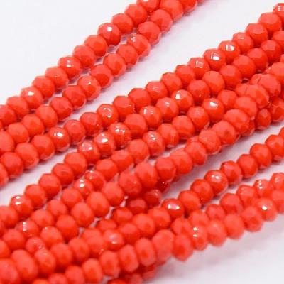 Opaque Solid Color Crystal Glass Faceted Rondelle Beads Strands GLAA-F025-A08-1