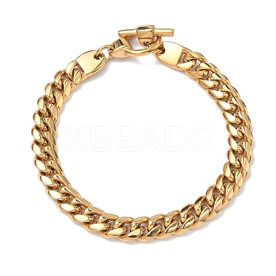304 Stainless Steel Cuban Link Chain Bracelets for Women BJEW-G779-03G-1