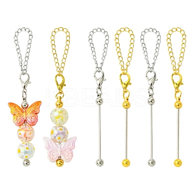 10Pcs 2 Colors Zinc Alloy Beadable Bar Pendant Decorations for DIY Crafts Jewelry Making AJEW-CJ0001-50-1
