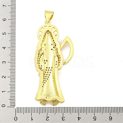 Rack Plating Brass Micro Pave Clear Cubic Zirconia Pendants KK-B091-30G-07-1