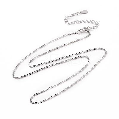 Anti-Tarnish Rhodium Plated 925 Sterling Silver Cable Chains Necklace for Women STER-I021-09P-1