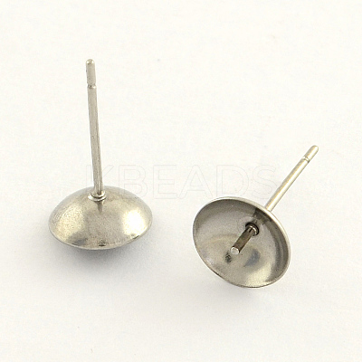 Tarnish Resistant 304 Stainless Steel Post Stud Earring Findings STAS-R063-43-1