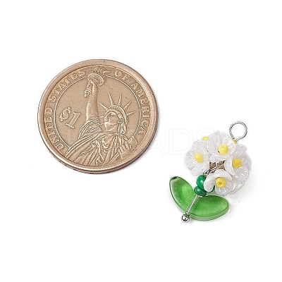 Glass Seed Beaded Flower Pendants X1-PALLOY-MZ00521-02-1