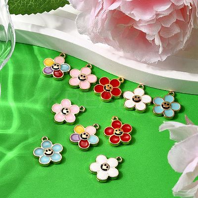 10Pcs 5 Styles Alloy Enamel Pendants ENAM-FP0002-45-1