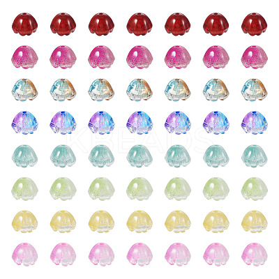 128Pcs 8 Colors Transparent Spray Painted Glass Beads GLAA-TA0001-26-1