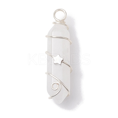 Natural Quartz Crystal Double Terminal Pointed Pendants PALLOY-JF02673-05-1
